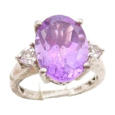 925 Sterling Silver Vintage Ring Oval Cut Amethyst  Topaz Band Sz 7 RG34668