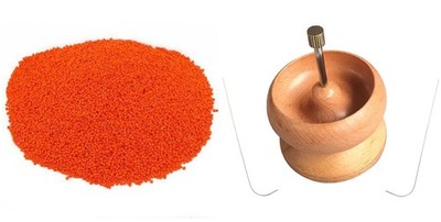 Large Wooden Bead Spinner 4.5'' Diameter, 2 Beading Needles, 500g Seed Beads 11/0