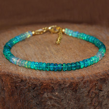 Multifire Green Opal Smooth Beads Silver Brac...
