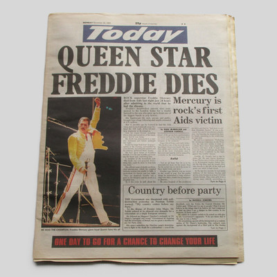 Queen Star Freddie Mercury Dies 1991 'Today' UK Newspaper 25.11.91