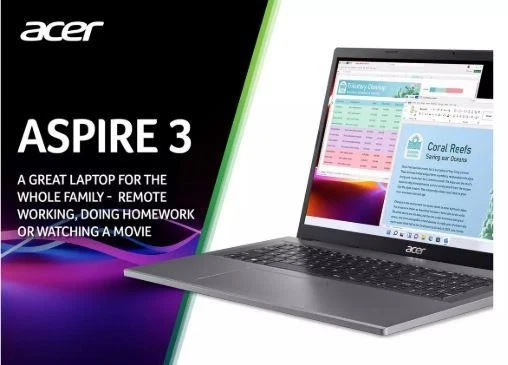 Windows 11 Acer Laptop Aspire 3 17.3 inch Screen  4GB 128GB Intel N100 Silver - Image 2 of 4