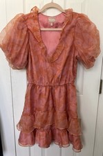 Show Me Your MuMu Jennie Ann Floral Ruffle Mini Dress Orange Size M
