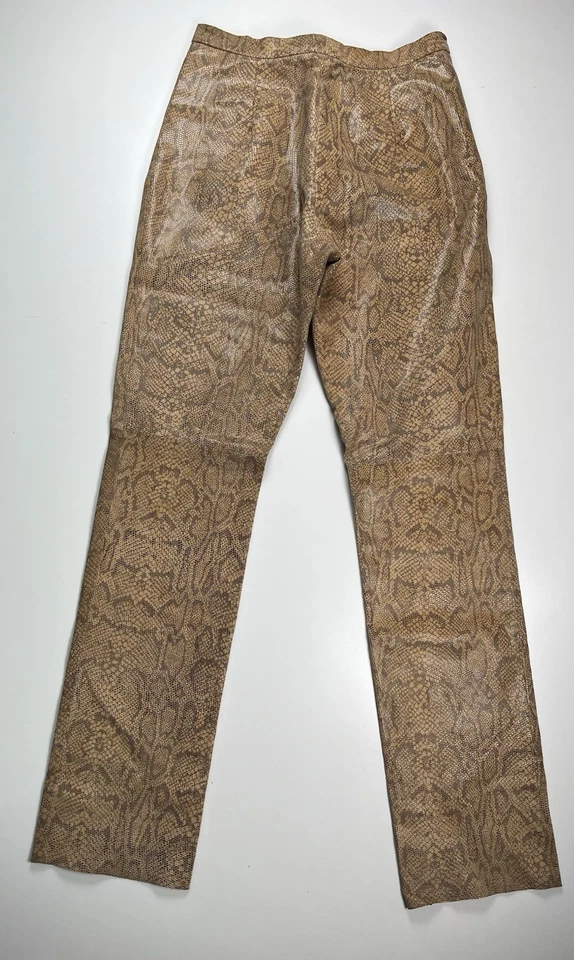 Conbipel Pantalons Cuir Véritable Femme L Beige Imprimé Python Taille Basse - Photo 2/4