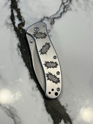 Custom Engraved  Comic Book Action  Assisted Knife