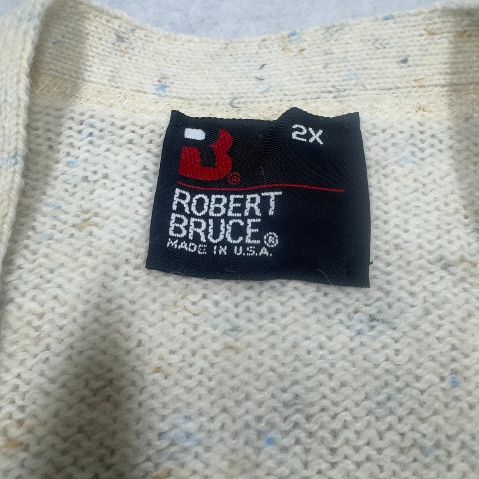 Chaleco Robert Bruce Para Hombres 2XL De Colección Botón Frontal Mezcla de Lana Cable Tejido Abuelo Foto 4 de 4