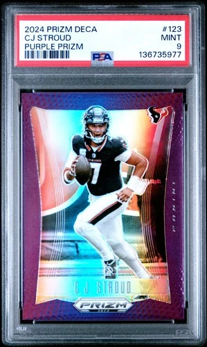 2024 PANINI PRIZM DECA PURPLE PRIZM #123 CJ STROUD 14/99 PSA 9