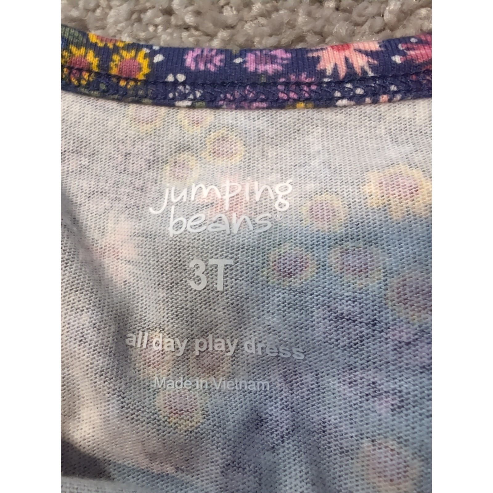 Jumping Beans Girls All Day Play Dress Floral Navy Blue Size 3T Long Sleeve