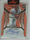 2023 LEAF METAL BRYCE YOUNG ROOKIE/RC AUTO #3/3 *ORANGE WAVE*