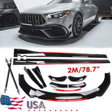 For Mercedes Benz Cla250 Front Bumper Lip Splitter Glossy Black Red Body Kit