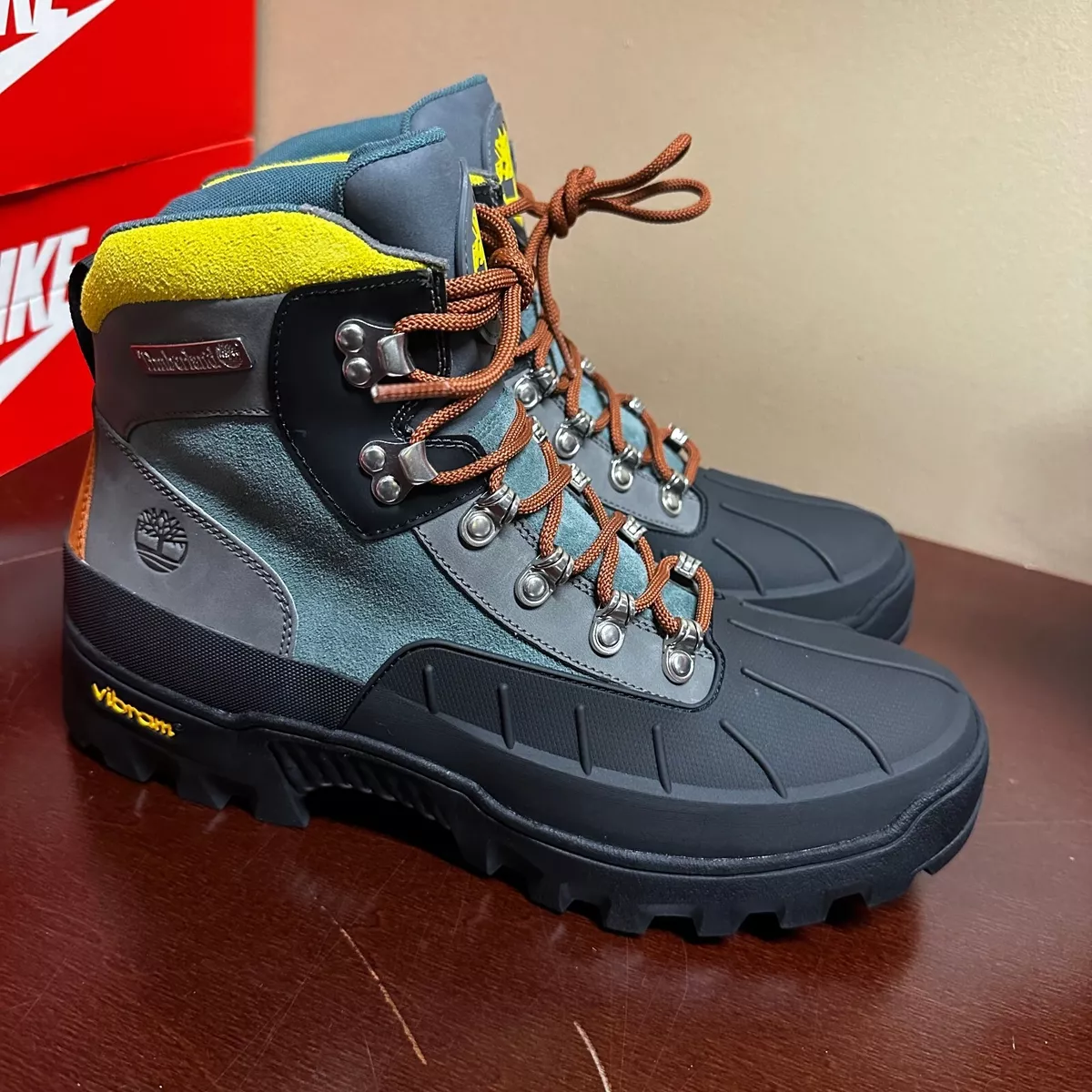 Timberland Men Black Gray Vibram A2KJP Lace Up Waterproof Hiking