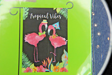12.5" x 18" Tropical Vibes Love Date Night Flamingo Yard Garden House Art Flag