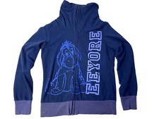 Disney Eeyore Junior Medium Full-Zip Cowl Neck Blue Jacket EUC