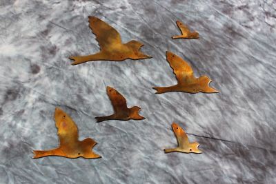 Flying Birds Copper/Bronze right facing Metal Wall Decor 2'' x 2'' to 4'' x 6 in