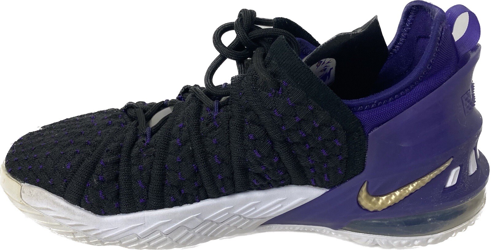 Nike LeBron 18 GS 'Laker' Basketball Shoes CW2760-004 Youth Size 5Y Black Purple thumbnail 6