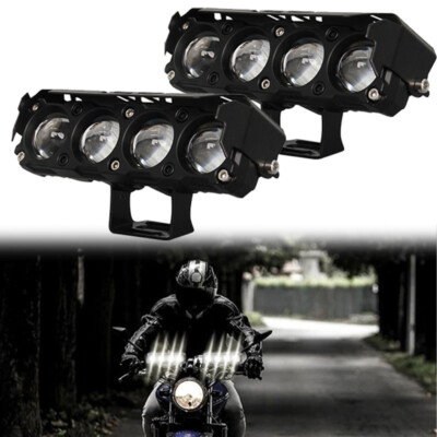 2X Motorcycle Motorbike LED Fog Lights Spotlight Lens Fit For