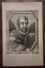 AGOSTINO CARRACCI . PAINTER CARRACHE. PORTRAIT. ORIGINAL ENGRAVING. 1760