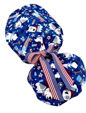Ponytail scrub cap celebrate 4th of July Independence day with USA Surgical Cap 