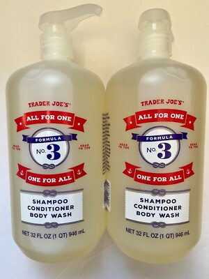 2 PACKS Trader Joes Formula NO. 3 All For One Shampoo-Conditioner-Body Wash