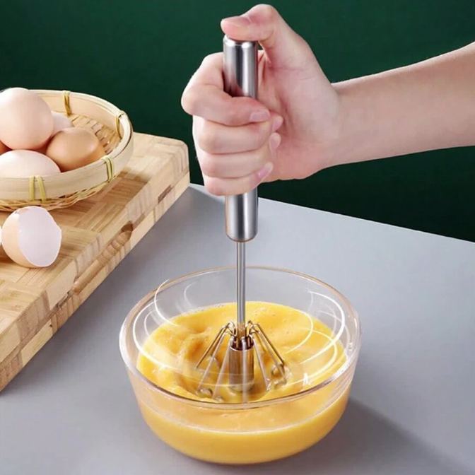 Ergonomic Hand Push Whisk - Stainless Steel Semi-Automatic for Easy Mixing - NEW