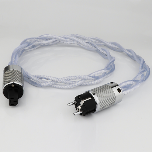 Cavo di Alimentazione HiFi 8N OCC Placcato Argento Cavo di Alimentazione Schuko EU con Spina in Fibra di Carbonio - Foto 11 di 12