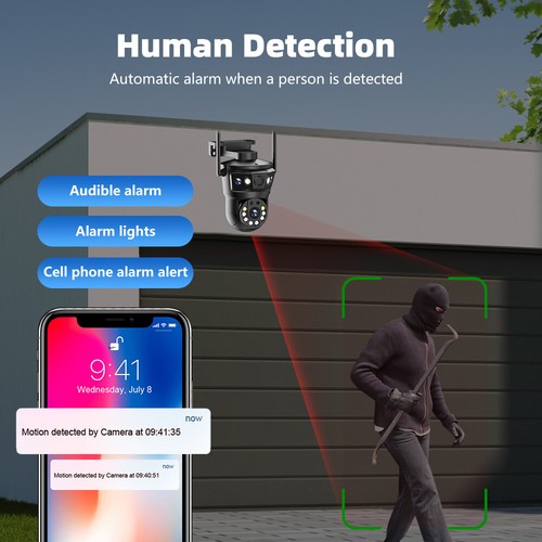 3-Lens 9MP Wifi Security Camera Wireless System Outdoor Home Night Vision Cam - Picture 7 of 10