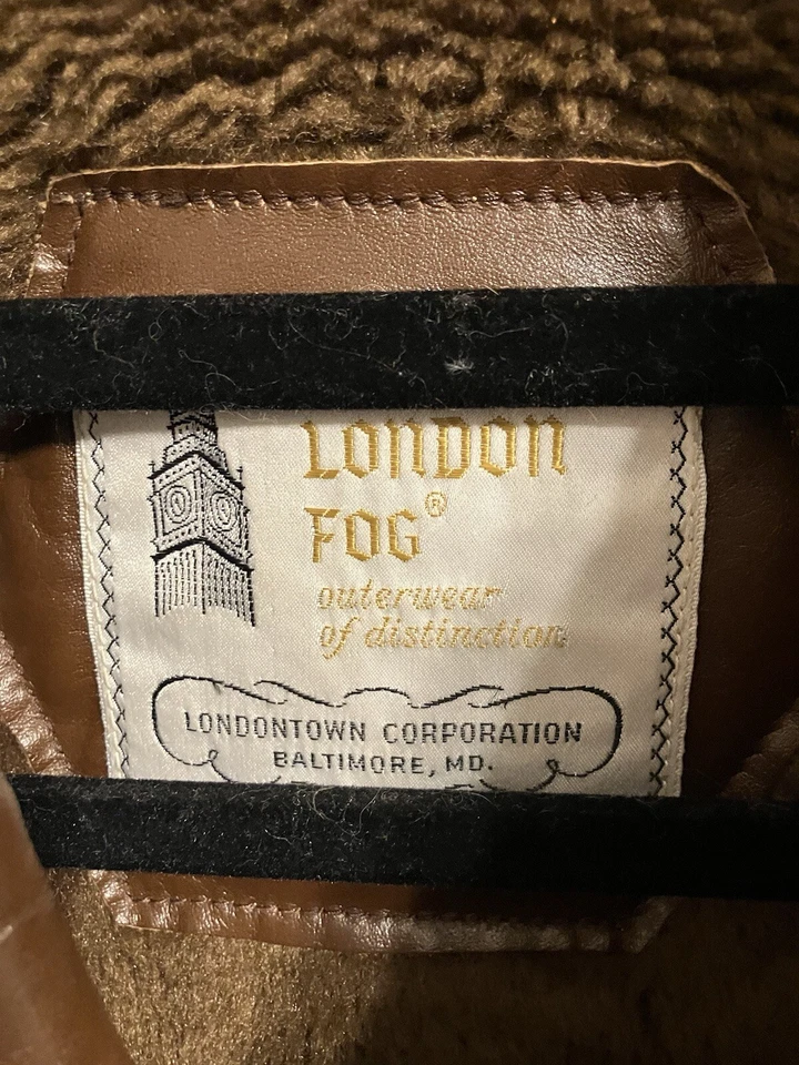 Abrigo de cuero para hombre London antiniebla marrón 42 regular cremallera forro de piel sintética vintage Foto 3 de 4