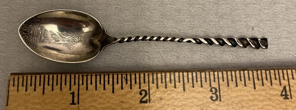 Antigua cuchara de recuerdo de plata esterlina de la Estatua de la Libertad Whiting Twist Demi Foto 3 de 4