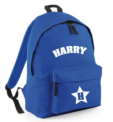 BAG BASE Personalisierter Schulrucksack Tasche Kinder beliebiger Name Text Rucksack PE Kit Star Intials