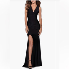 La Femme Satin Jersey Trumpet Gown NWOT
