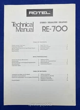 Original Rotel RE-700 Stereo Graphic Equalizer Technical Manual