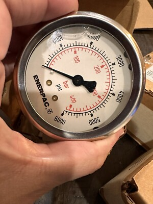 #ad Enerpac Hydraulic Pressure Gauge G2534SR 2.5in face Rear mount 6000 max PSI $108.00