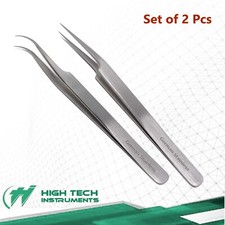 2 Pcs Jewelry Forceps Stainless Steel Watch Repair Fix with Fine Points