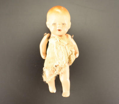 BVI German Composite Bisque DOLL 1920s Articulated w/ Open Mouth Miniature 3 1/2