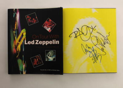 JIMMY PAGE ROBERT PLANT +1 SIGNED AUTOGRAPH ON TOUR WITH LED