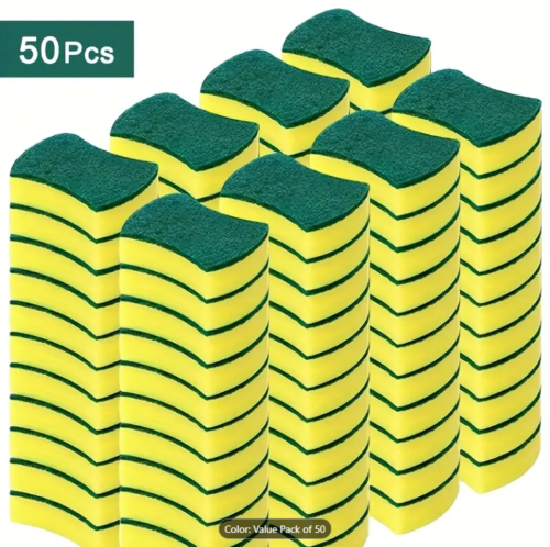 50 Pack Reusable Heavy Duty Scrub Sponges Washing Dishes Cleaning Kitchen Dish