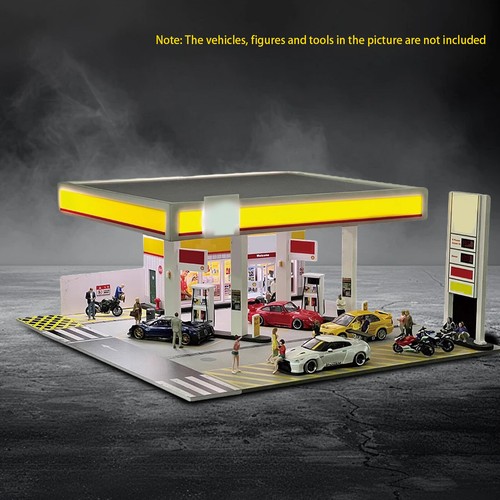 Diorama 1/64 Car Garage Model LED Lighting City Parking Lot Scene Model Toy US - Picture 4 of 12