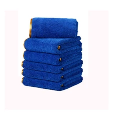6 Pcs Microfiber Cleaning Cloth Blue 16"x24" 380 GSM Large Towels Lint Free 
