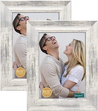 2 Pack 8x10 Frames Rustic Distressed White Wood Pattern High Definition glass
