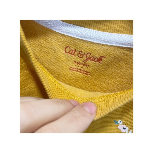 Cat & Jack S (6-6x) Girls' Long Sleeve Pullover Sweater “Weekend Vibes” yellow - Picture 4 of 4