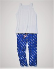Hanes ComfortSoft Racerback Tank Capri Flamingo Pajama Sleep Set Medium