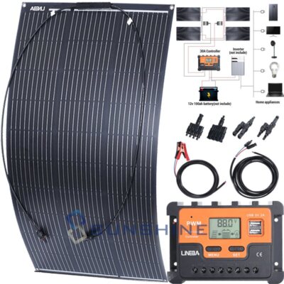 400W Mono Flexible Solar Panel Kit Portable Power Charge Camping Home RV Battery