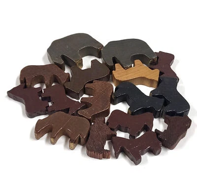 Figurines Animales Miniatures En Bois Allemand Vintage – Lot - Photo 1/2