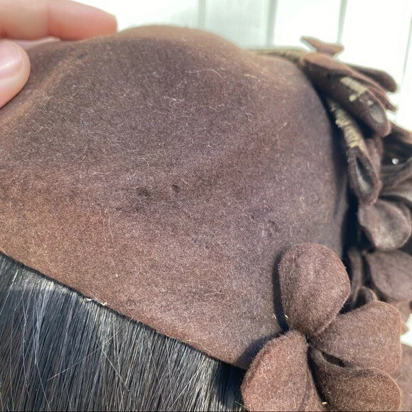 Gorra vintage de 1900 New York Dark Academia marrón floral Foto 3 de 4