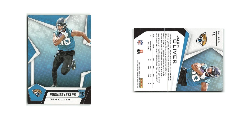 Josh Oliver Rookie 2019 Panini Rookies & Stars #186 Jacksonville Jaguars NM - Image 3 of 3