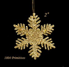 24  Sparkling GOLD 2" Snowflake Ornaments  Christmas