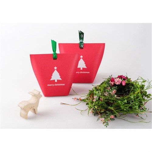 10X Merry Christmas Green Red Party Paper Favour Gift Sweets Bags Boxes - Picture 5 of 15