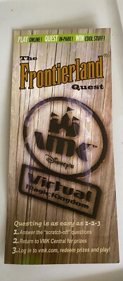 The Frontierland Quest Disney's Virtual Magic Kingdom VMK Game Card Brochure