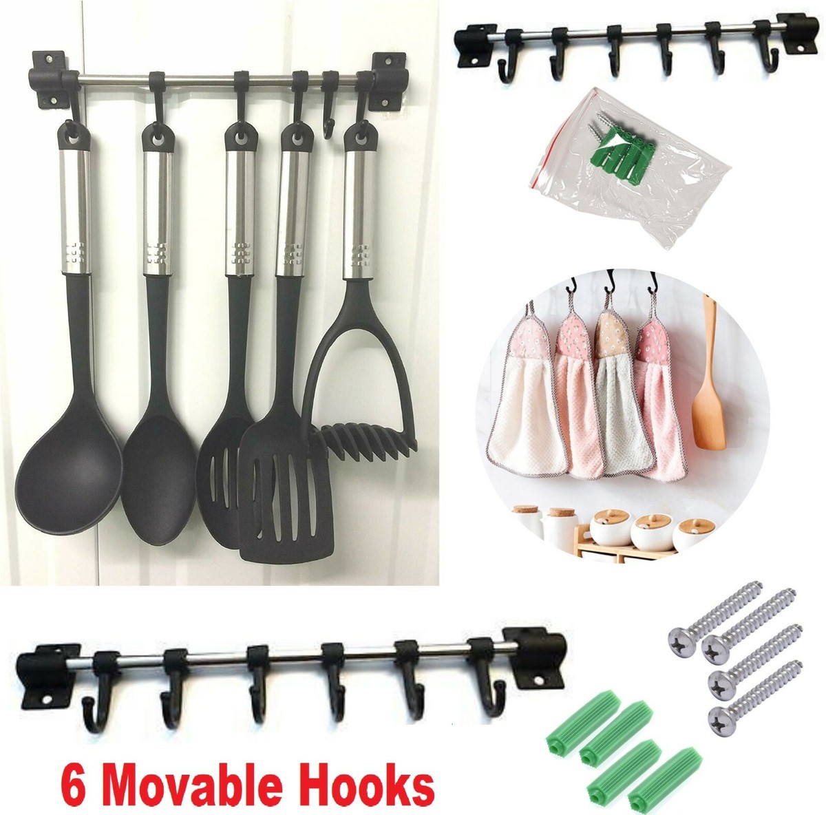 Stainless Steel Utensil Chopsticks Holder & Drying Rack - 2 Compartments With Hooks, 5.4"L X 4.3"H X 2.6"W, Dishwasher Safe