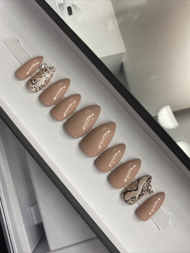 🔥CUSTOM Gel Press On False Nails, Snake Piercing, Short Stiletto, 10p W/ kit - Picture 6 of 10