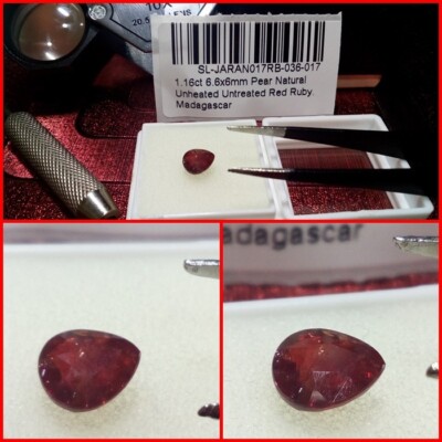 Rubí natural talla Pera Madagascar 1.16 Cts.